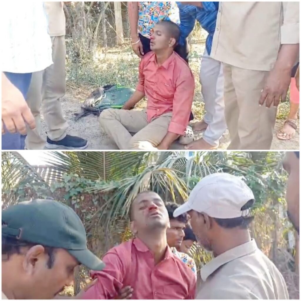 అమరావతి బస్సు లో నుండి జారిపడ్డ యువకుడు తీవ్ర గాయాలు